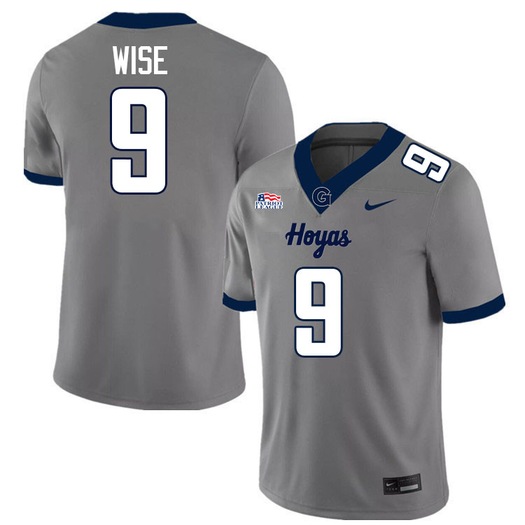 Georgetown Hoyas #9 Braylon Wise College Football Jerseys,Uniforms-Grey